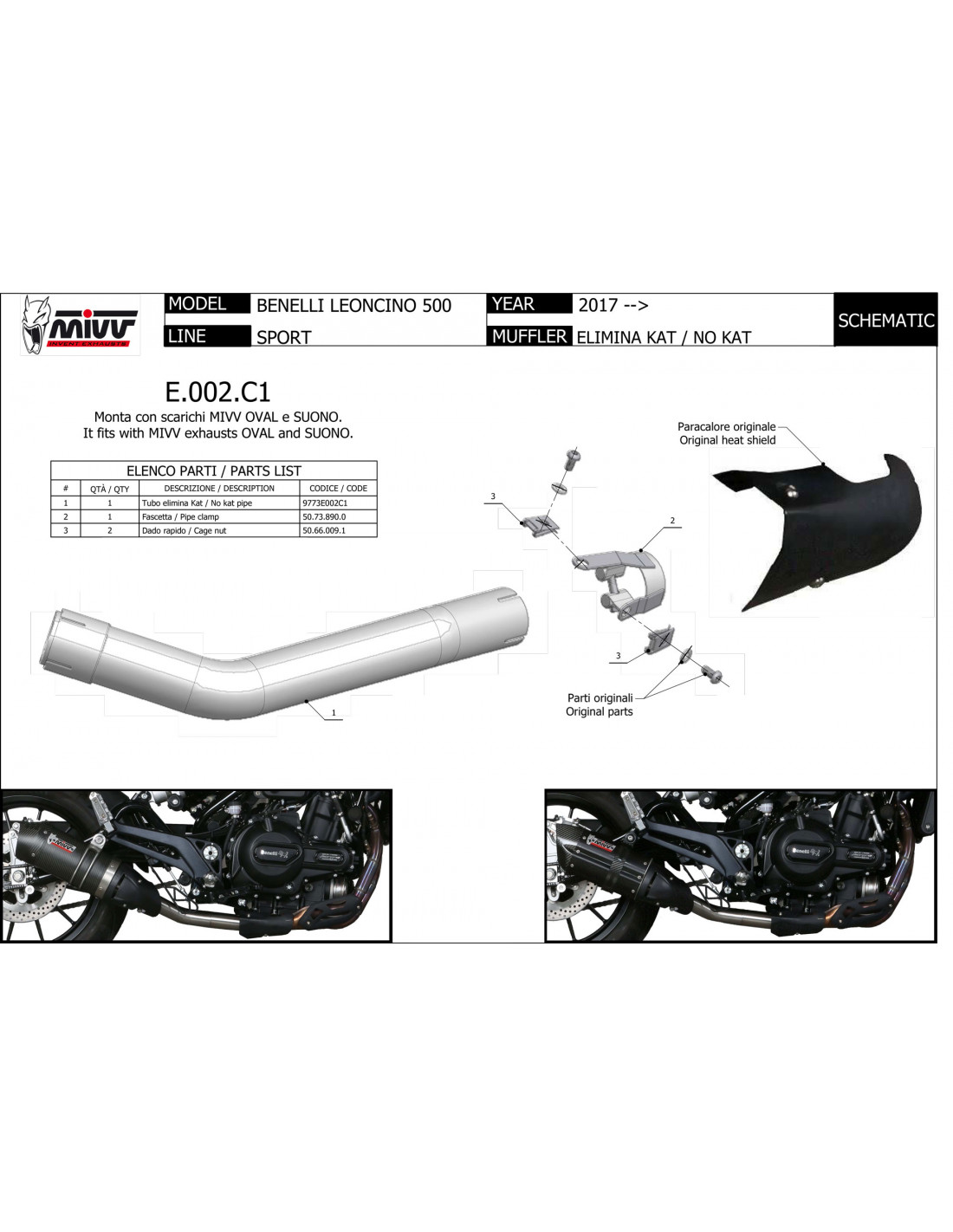 DE-CAT ECHAPPEMENT MOITIÈ COMPLÉTE HOMOLOGUÉE MSR MOTO BENELLI